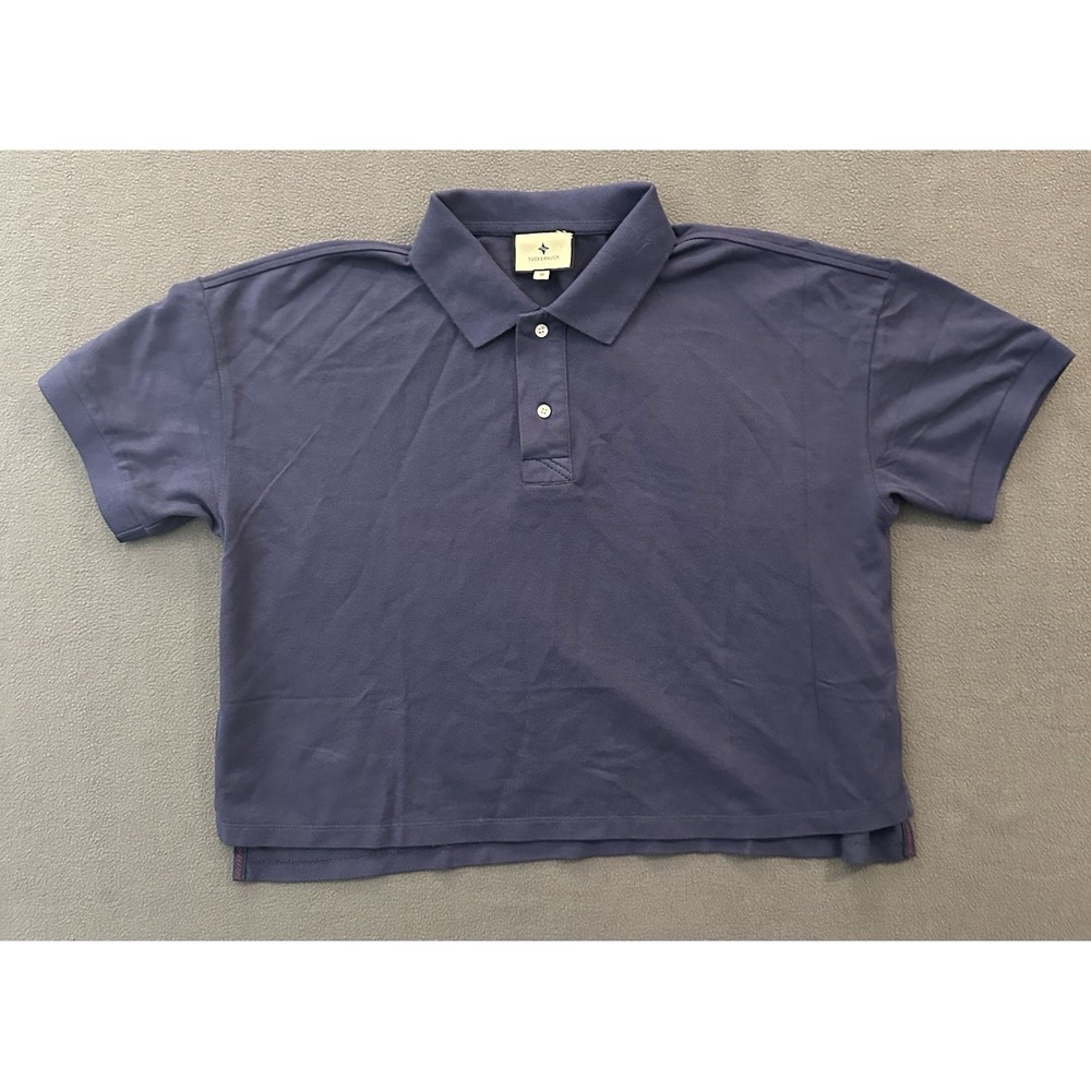 Tucker buck Women's Cropped Polo Shirt Size Medium Navy Blue